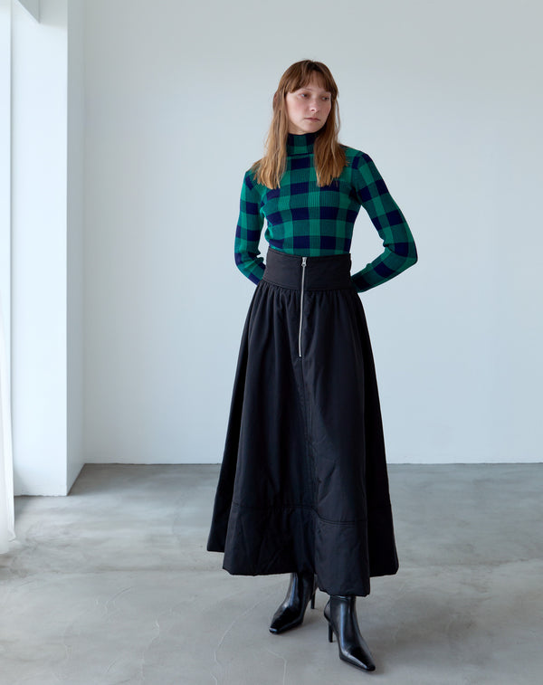 FRILL-BELTED PADDED SKIRT