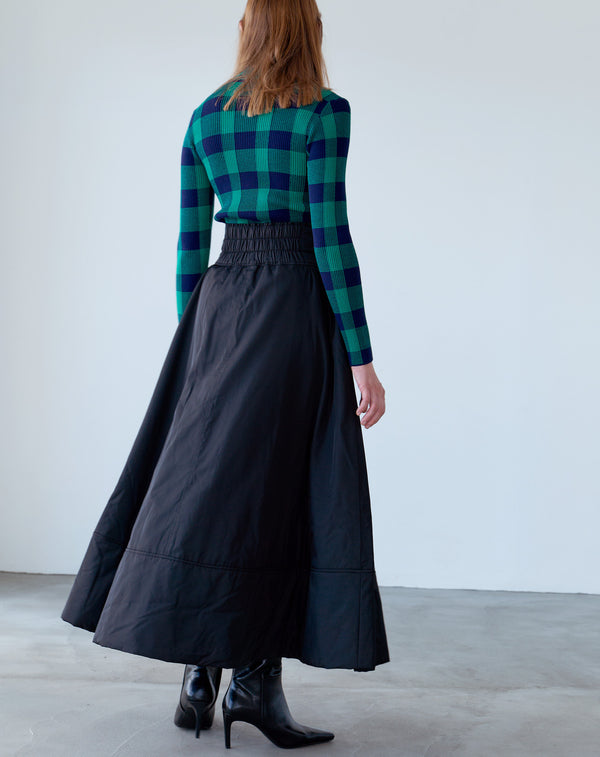 FRILL-BELTED PADDED SKIRT