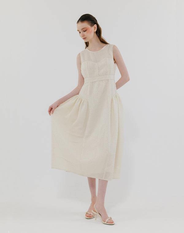 BUSTIER PANEL JACQUARD DRESS