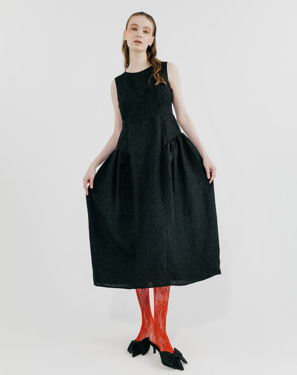 BUSTIER PANEL JACQUARD DRESS
