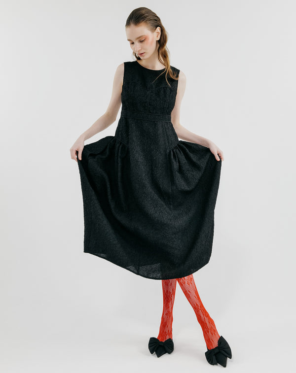 BUSTIER PANEL JACQUARD DRESS