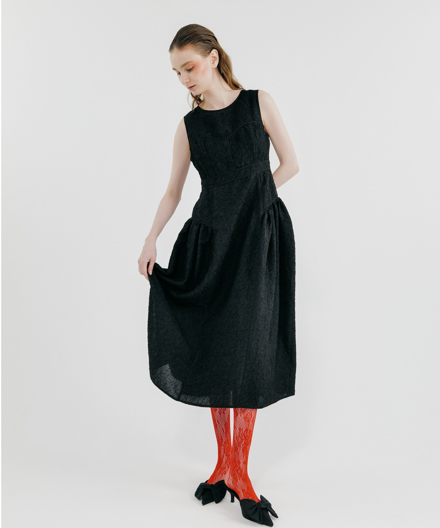 出品本日まで L'Or Jacquard Black Dress Jason Wu Collection Asymmetrical Frayed Jacquard Midi-Dress