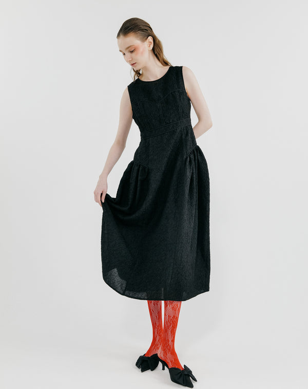 BUSTIER PANEL JACQUARD DRESS