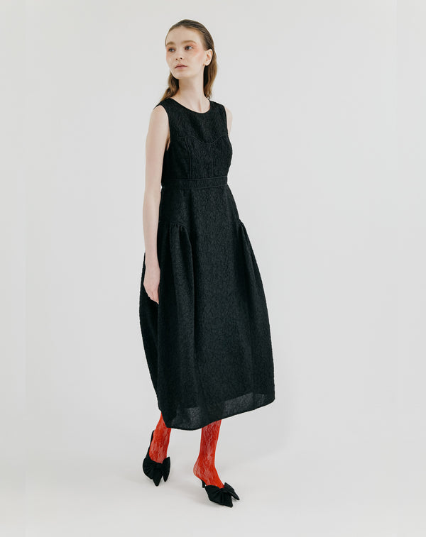 BUSTIER PANEL JACQUARD DRESS