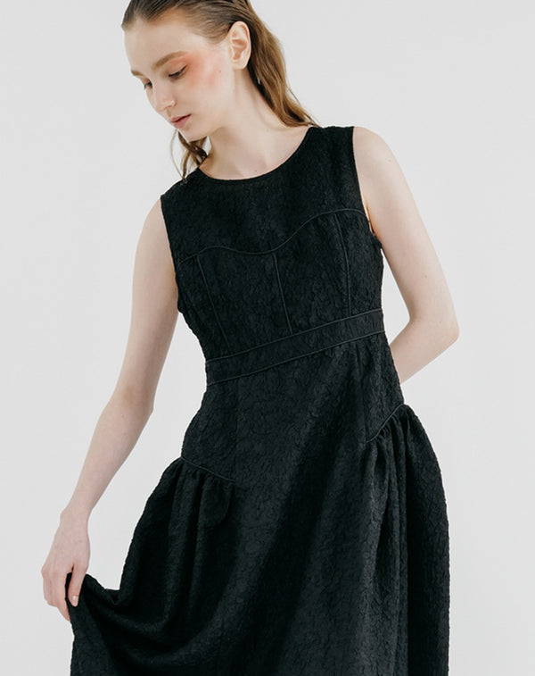 BUSTIER PANEL JACQUARD DRESS