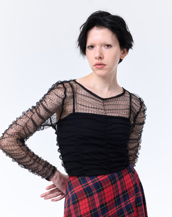 SHIRRING TULLE PULLOVER