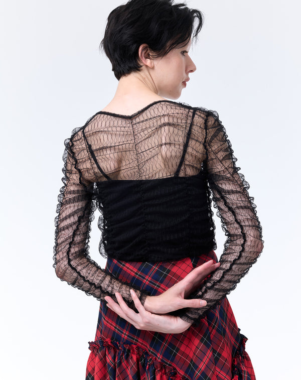 SHIRRING TULLE PULLOVER