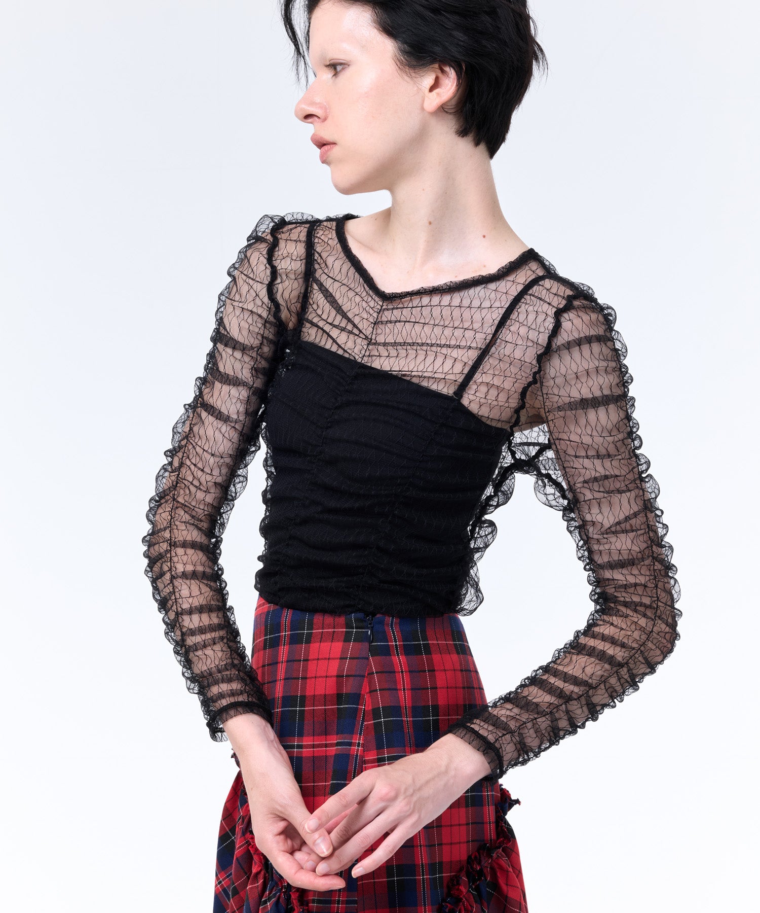 SHIRRING TULLE PULLOVER – LAEMUSE