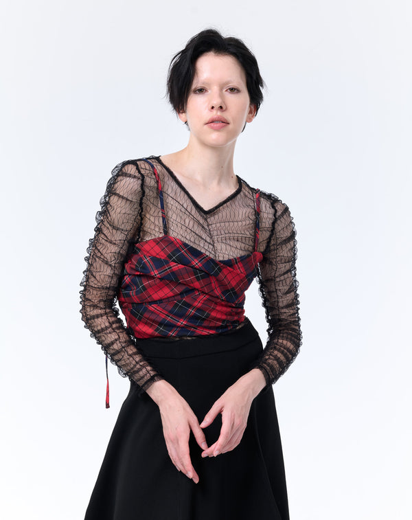 SHIRRING TULLE PULLOVER