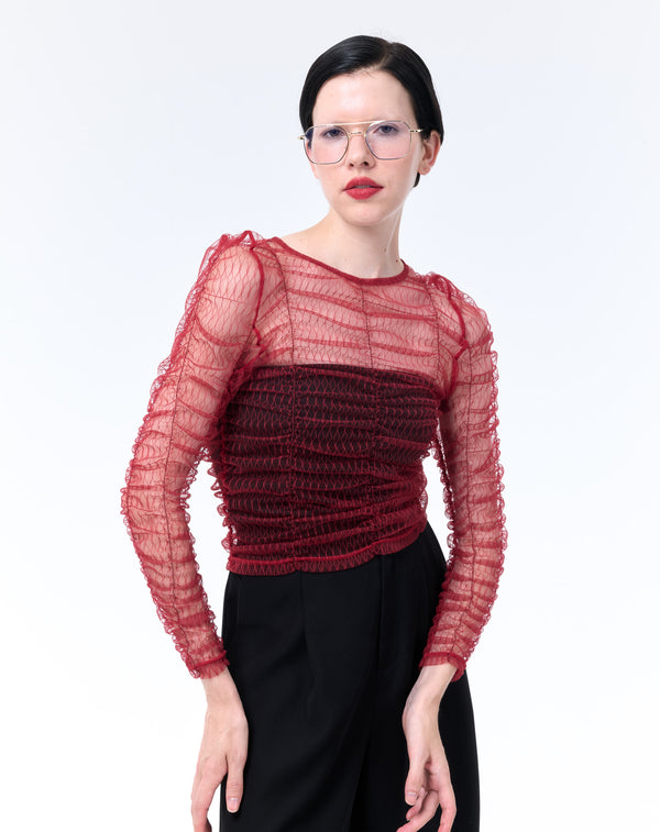 SHIRRING TULLE PULLOVER