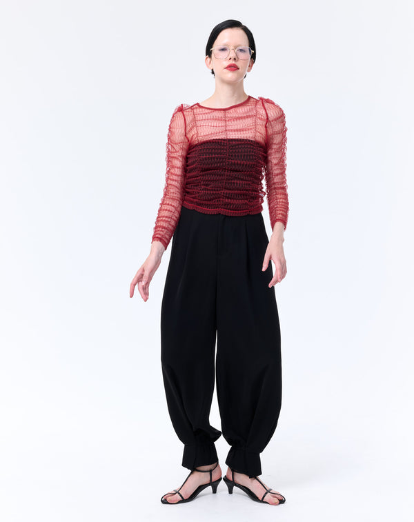 SHIRRING TULLE PULLOVER