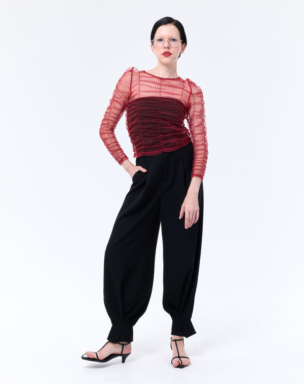 SHIRRING TULLE PULLOVER