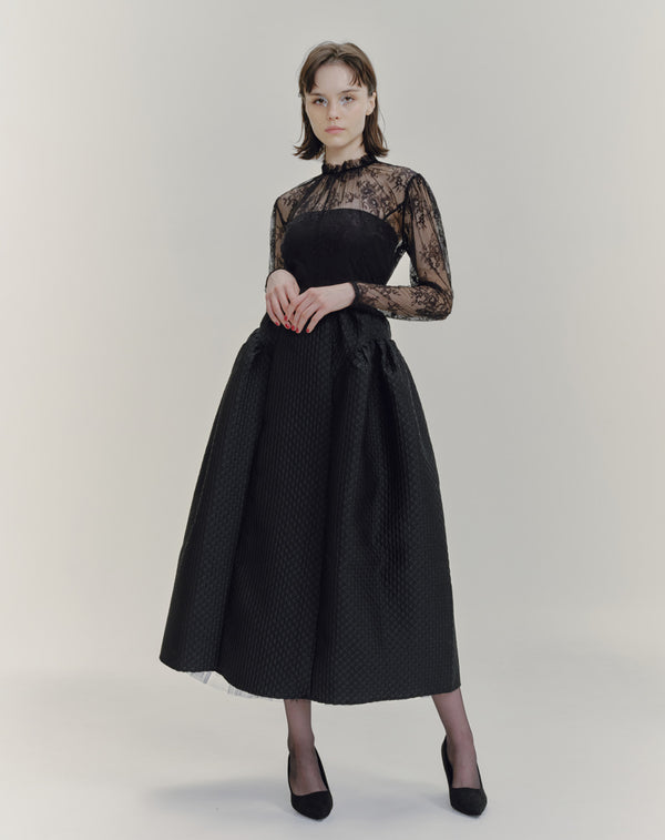 LACE STAND NECK PULLOVER