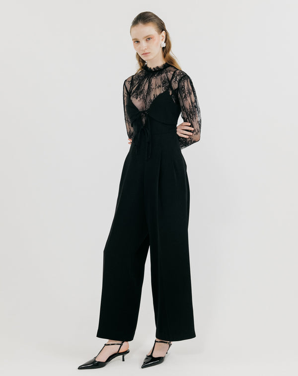 LACE STAND NECK PULLOVER