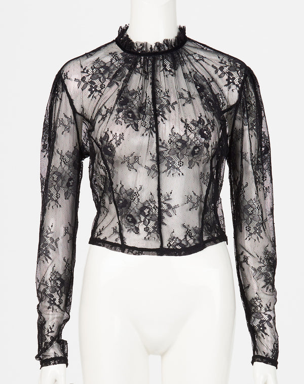 LACE STAND NECK PULLOVER
