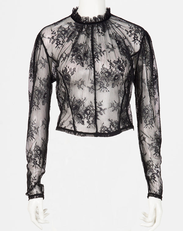 LACE STAND NECK PULLOVER