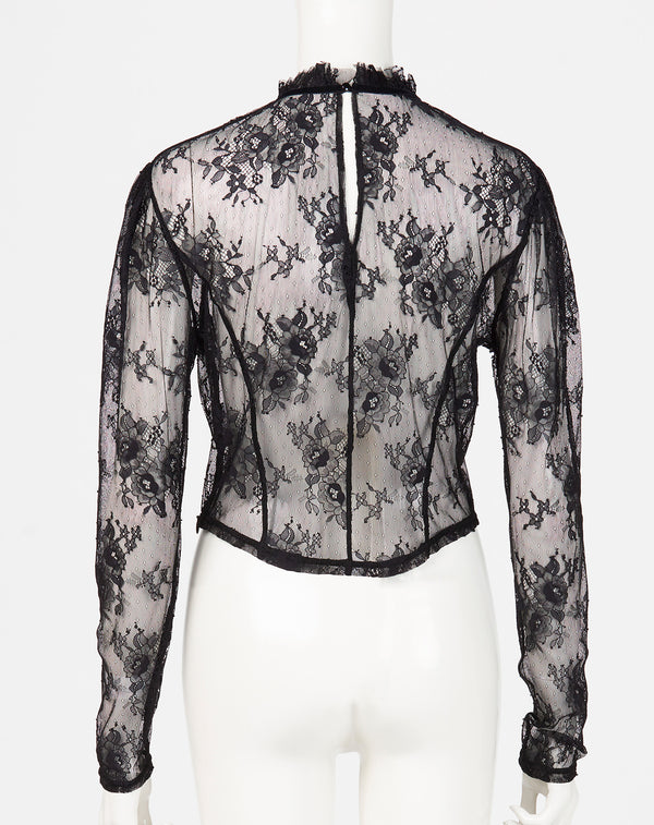 LACE STAND NECK PULLOVER