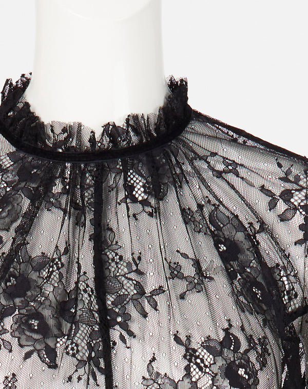 LACE STAND NECK PULLOVER