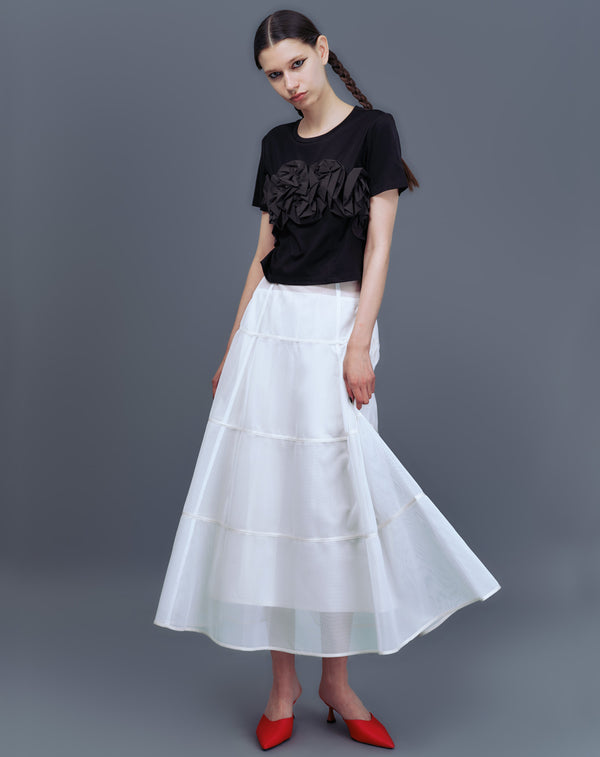 MESH TIERED SKIRT