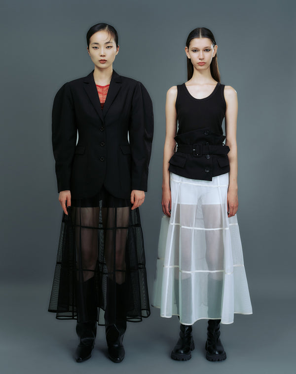 MESH TIERED SKIRT