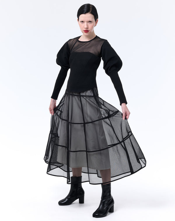 MESH TIERED SKIRT