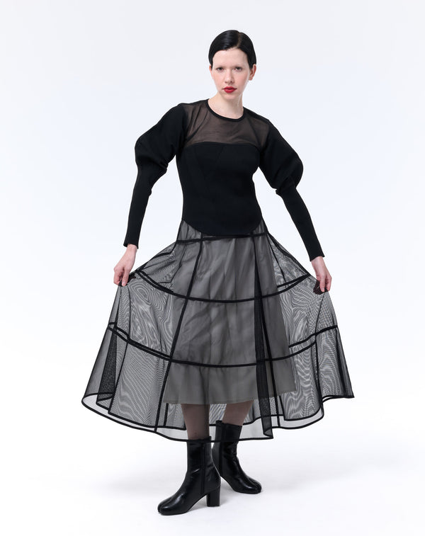MESH TIERED SKIRT