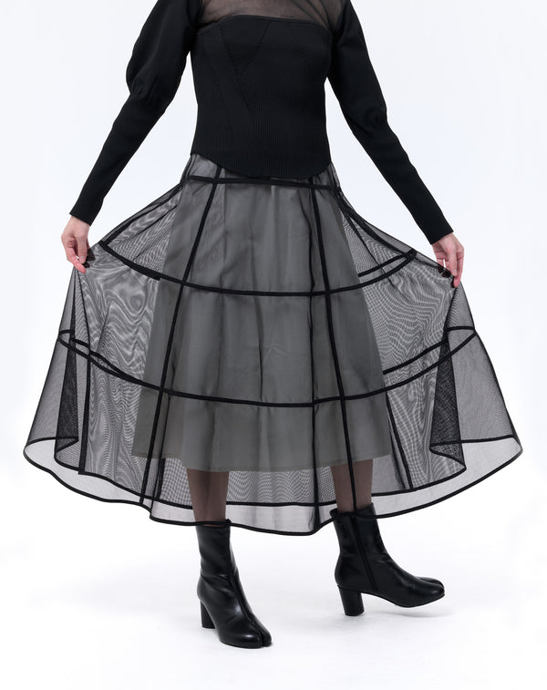 MESH TIERED SKIRT