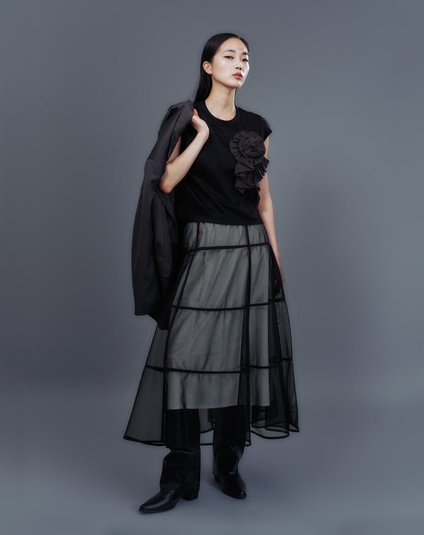 MESH TIERED SKIRT