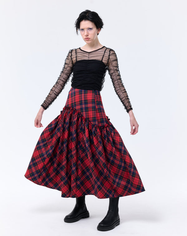 CHECK FLARE SKIRT