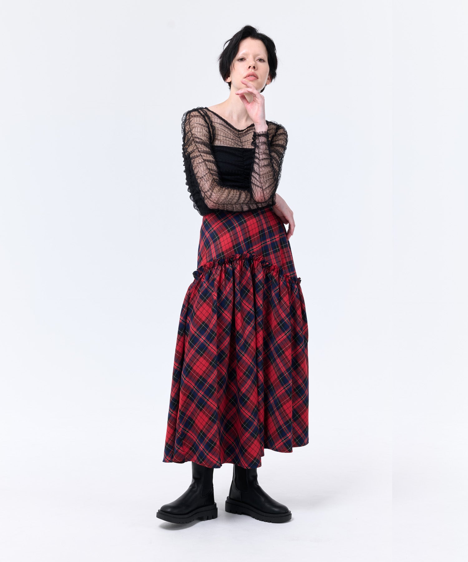 CHECK FLARE SKIRT – LAEMUSE