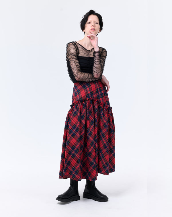 CHECK FLARE SKIRT