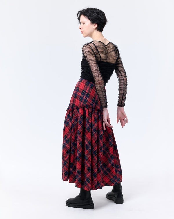CHECK FLARE SKIRT