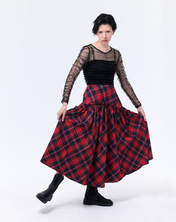 CHECK FLARE SKIRT