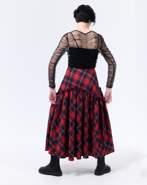 CHECK FLARE SKIRT