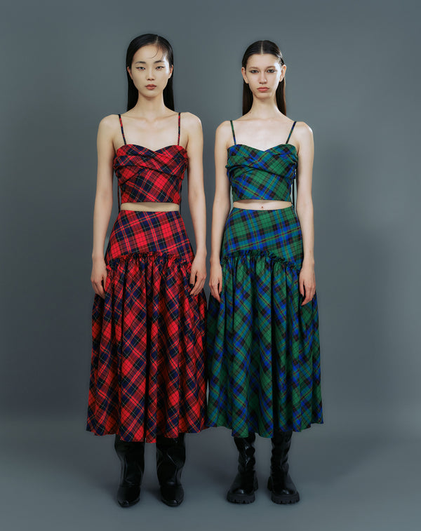 CHECK FLARE SKIRT