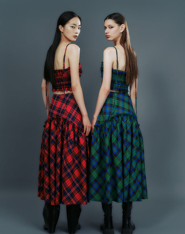 CHECK FLARE SKIRT