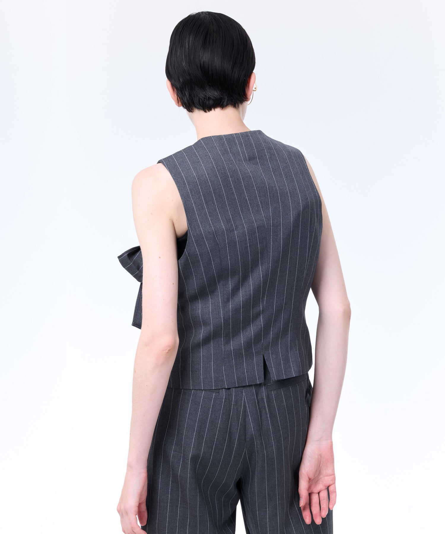 トップス Layered Tulle Ribbon Vest Sasha Knit-Woven Sleeveless Layering Tunic- Foxcroft