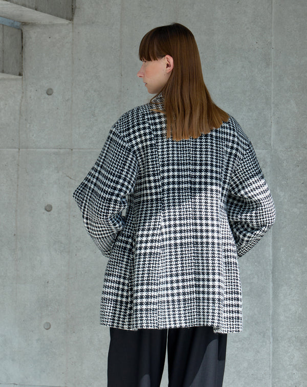 WOOL CHECK LANTERN SILHOUETTE COAT
