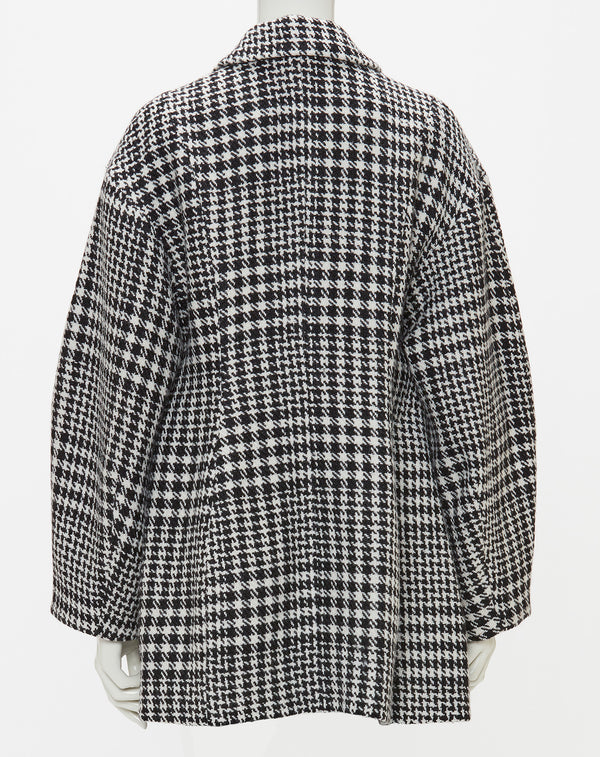 WOOL CHECK LANTERN SILHOUETTE COAT