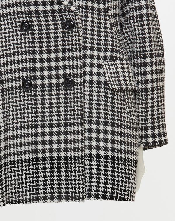 WOOL CHECK LANTERN SILHOUETTE COAT