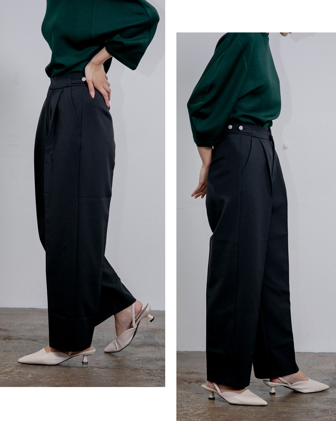 【ストレッチ素材】ツイルストレッチワイドテーパードパンツ|LAEMUSE