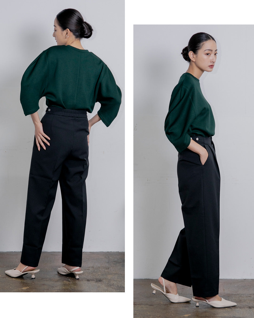 【ストレッチ素材】ツイルストレッチワイドテーパードパンツ|LAEMUSE