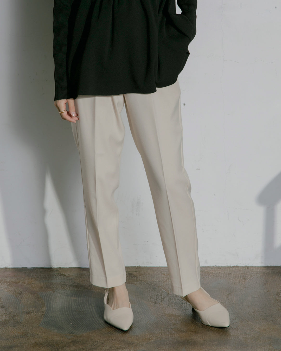 【セットアップ対応】タイムレスツイルベーシック テーパードパンツ|LAEMUSE