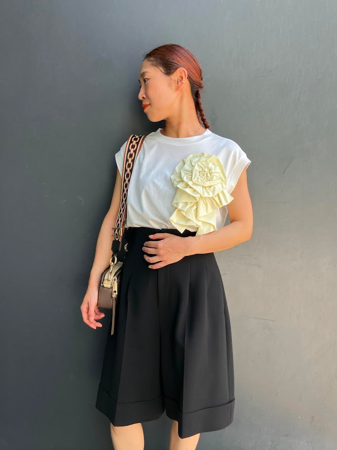 FRILL MOTIF FRENCH SLEEVE T-SHIRT