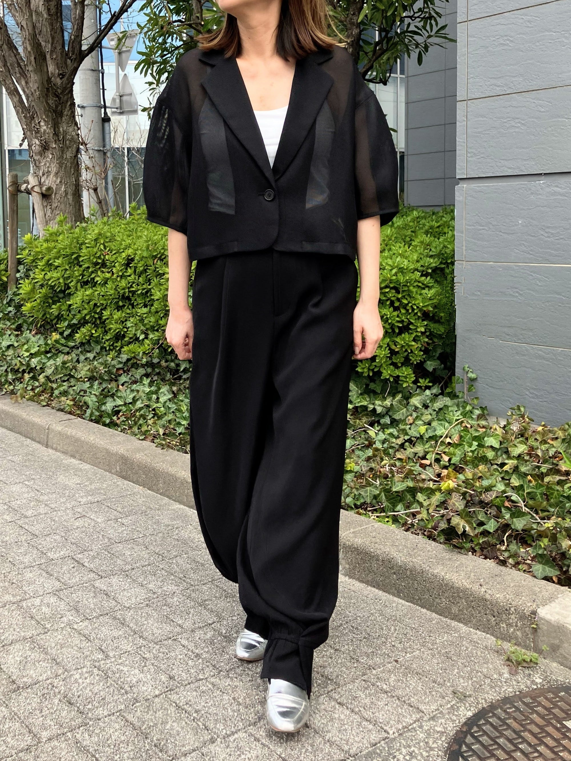 MESH CURVED SLEEVE JACKET