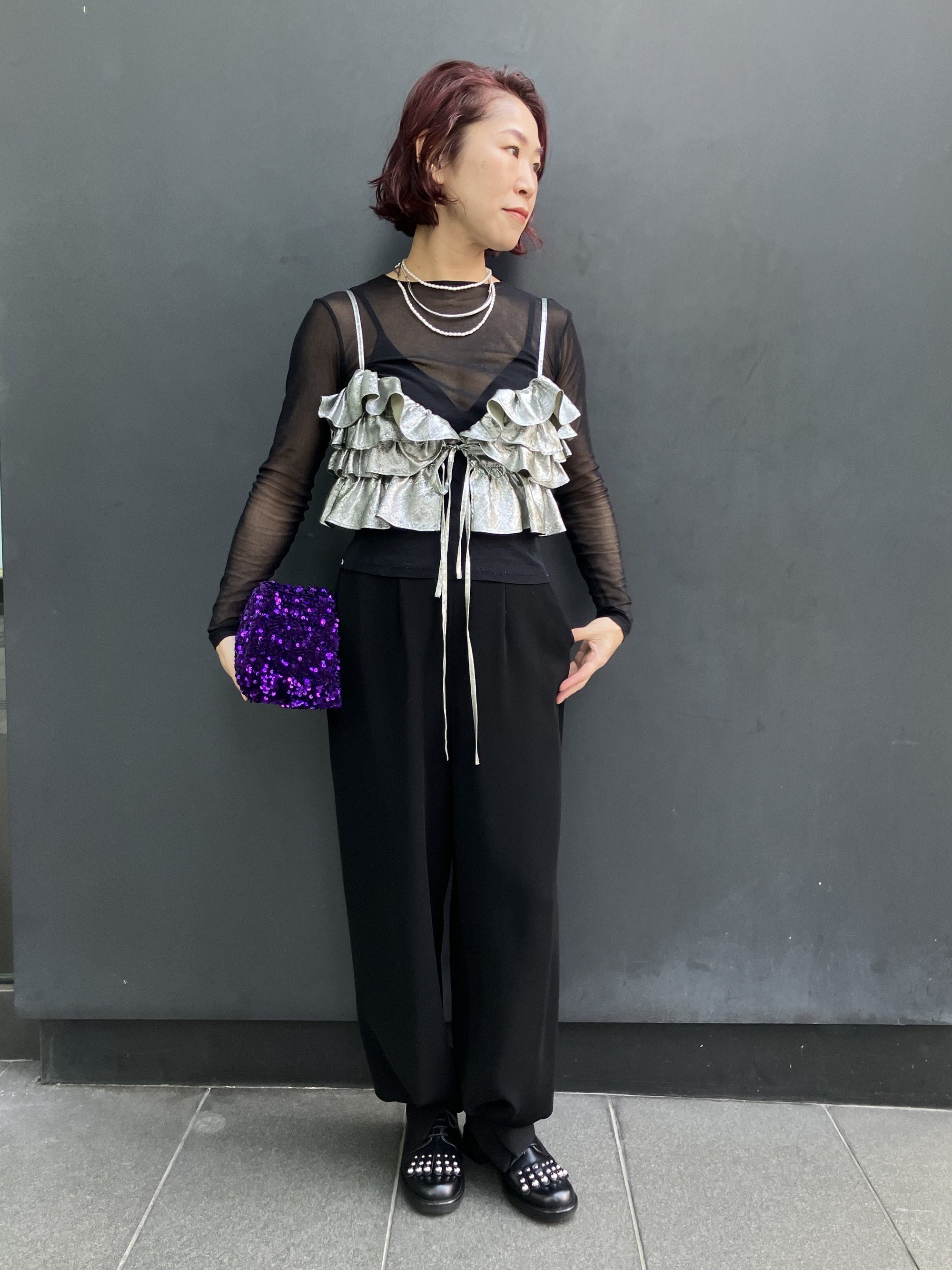 METALLIC FRILL BUSTIER