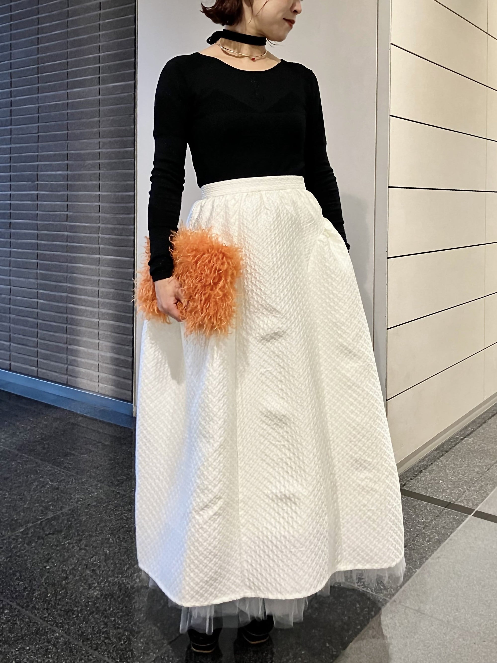 FLOWER JACQUARD FLARED VOLUME SKIRT