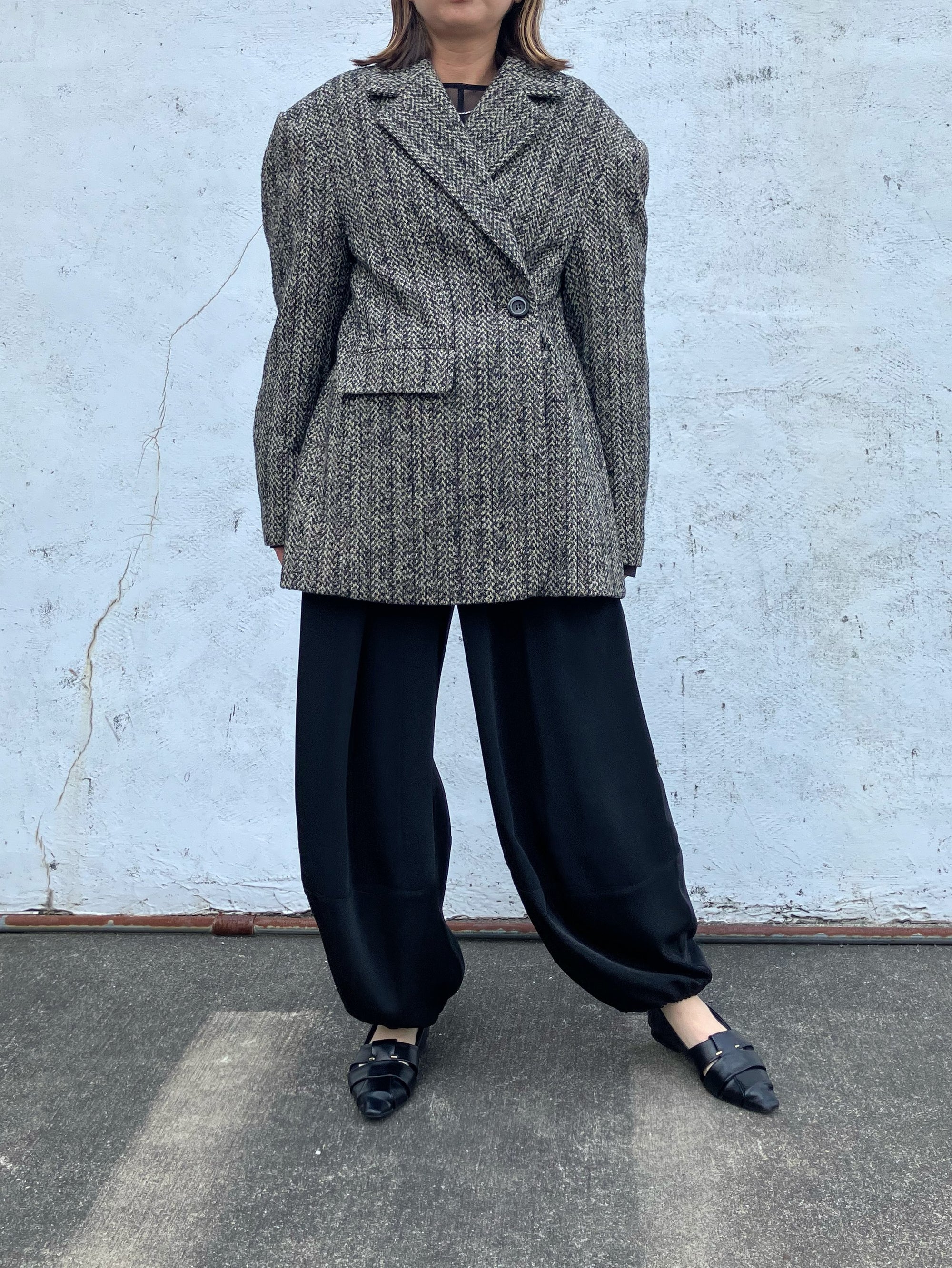 2WAY MIXED TWEED BIG-SHOULDER JACKET