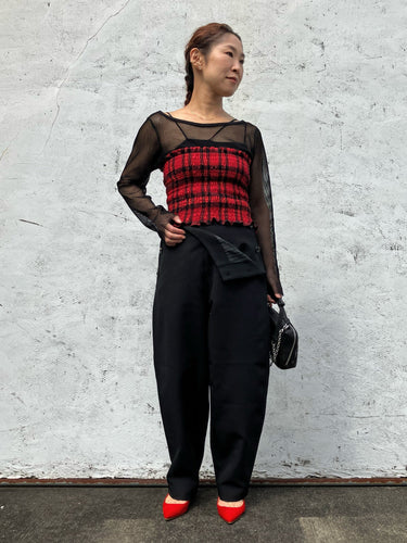 FAUX WAIST CURVE PANTS