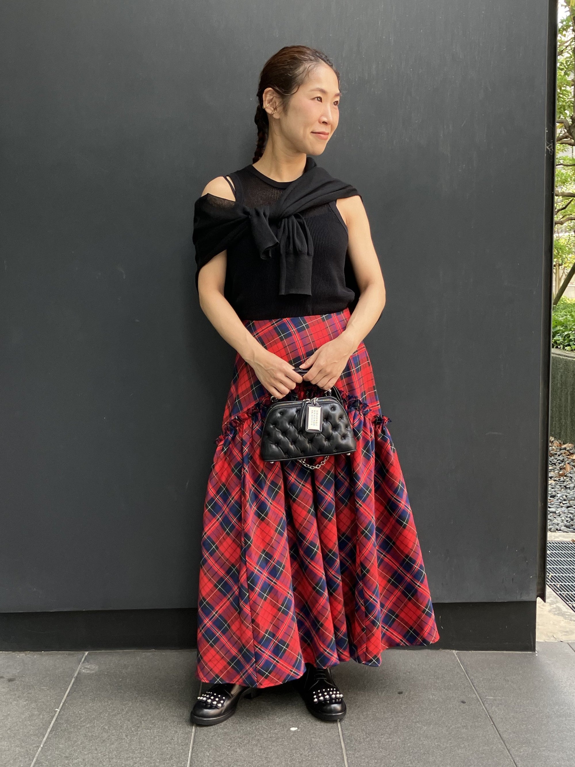 CHECK FLARE SKIRT